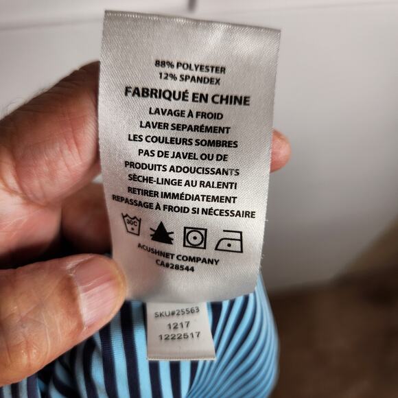 Footjoy Golf Polo Shirt Blue Striped Men's Medium Embroidered Logo - Picture 10 of 10